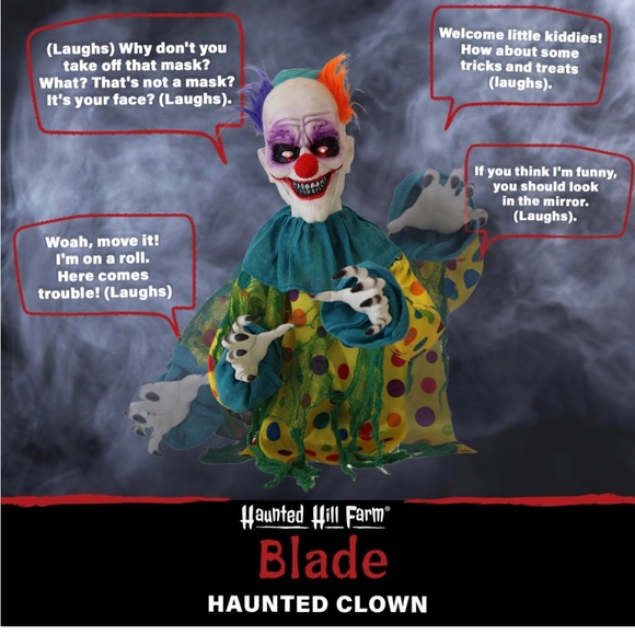 Talking Clown Groundbreaker Skeleton Clown Prop; Touch Activated Animatronic 19” - Picture 6 of 6